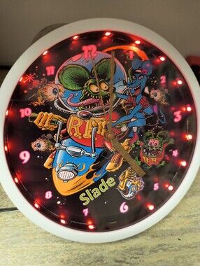 Slade Rat Fink Style LED Wall Clock — Black Face with Red LEDs